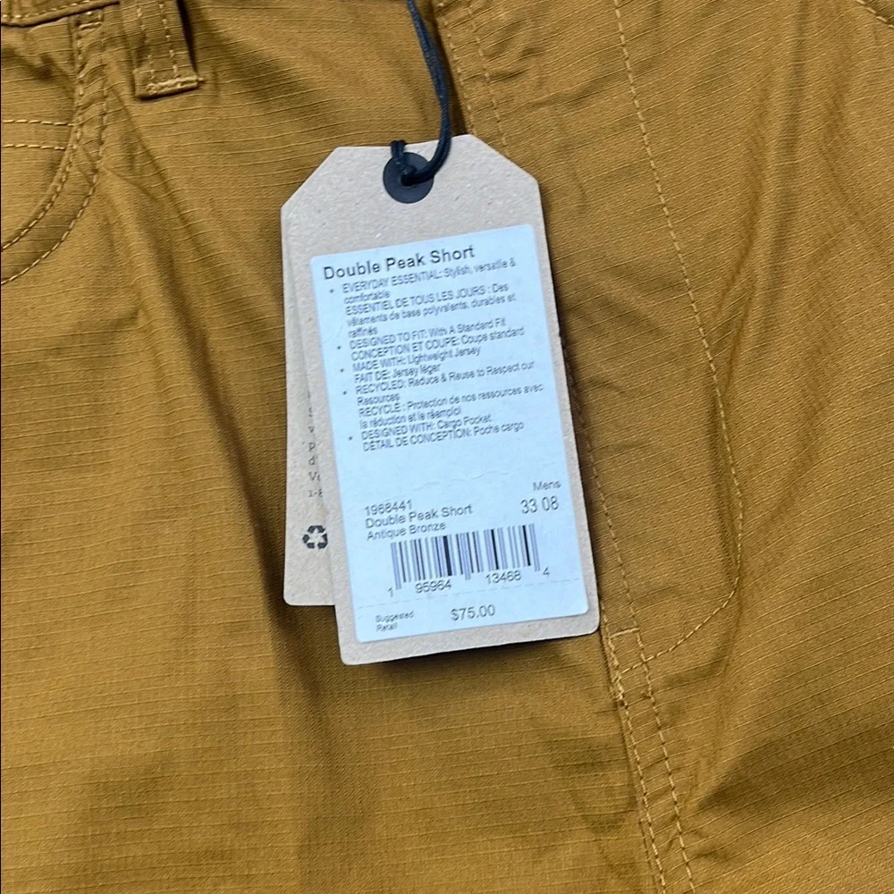 NEW Prana 33 Double Peak Short Men's Organic Cotton Standard Fit Cargo Shorts 8